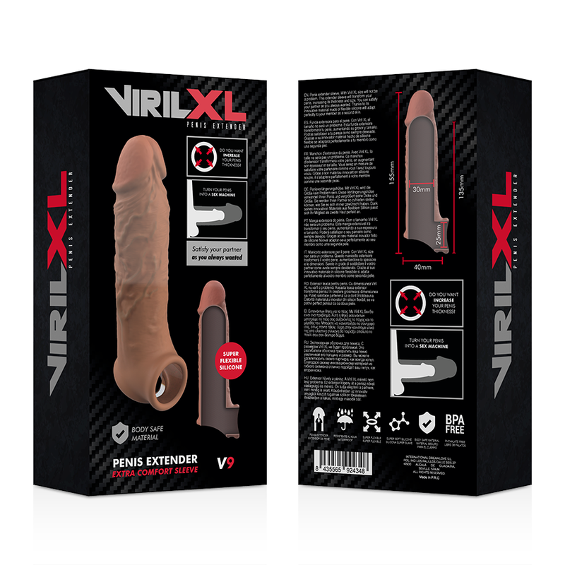 VIRILXL - EXTENSION DE PÉNIS MARRON EN SILICONE LIQUIDE V9